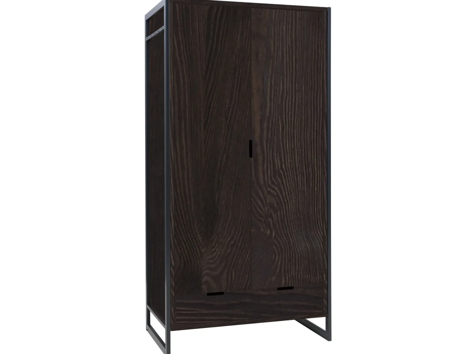 Szafa drewniana LOFT WOOD z drążkiem i półkami, kolor orzech