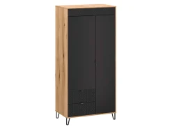 Szafa dwudrzwiowa Bellano 94 cm z 2 szufladami dąb evok/czarny