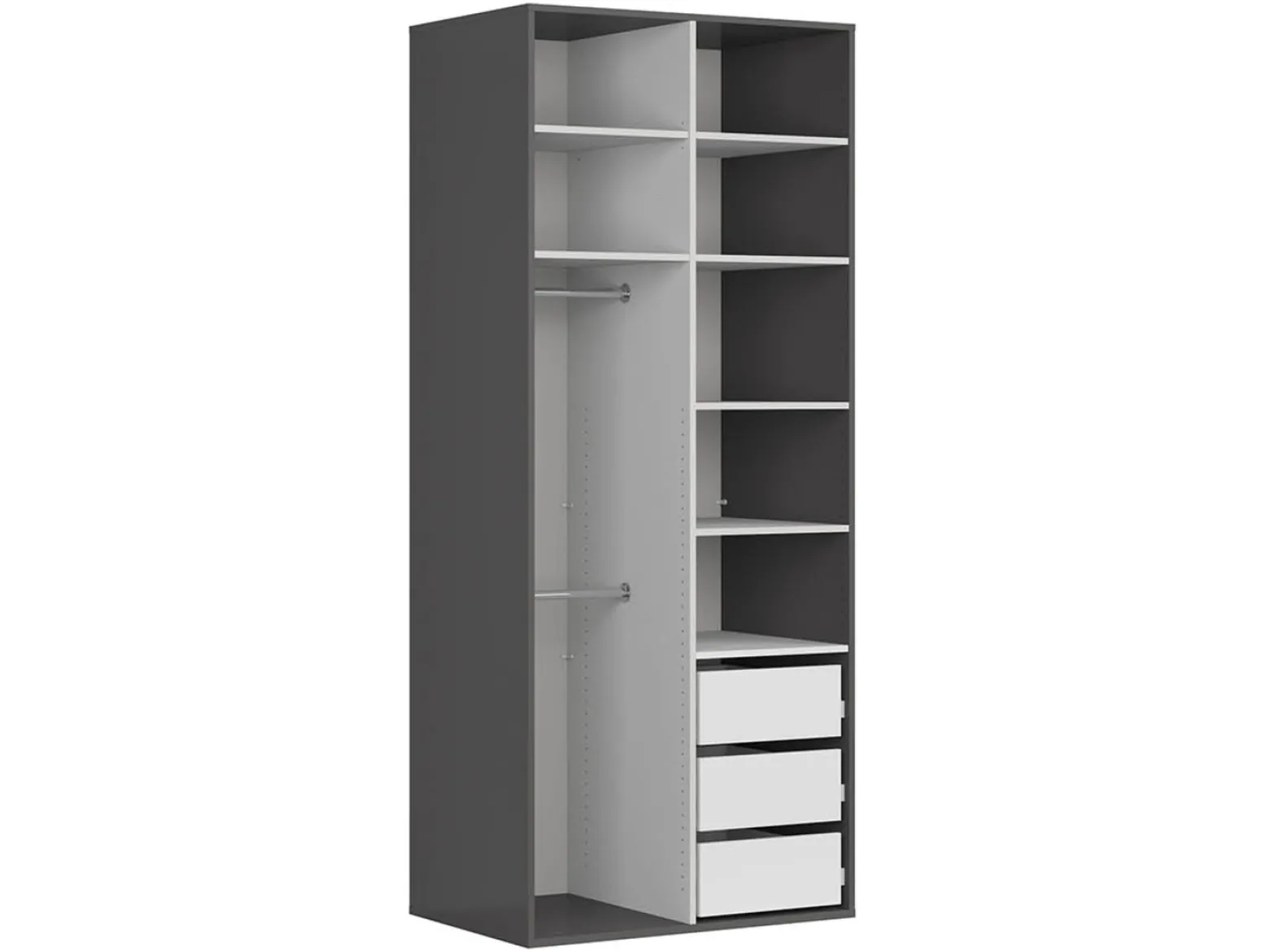 Szafa dwudrzwiowa Flex 100 cm z lustrem grafit