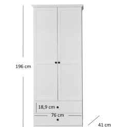 Szafa Dwudrzwiowa z Szufladami do Przedpokoju DIVE 81 cm Bia艂a Klasyczna