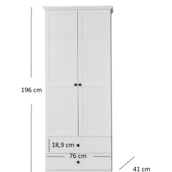 Szafa Dwudrzwiowa z Szufladami do Przedpokoju DIVE 81 cm Biała Klasyczna