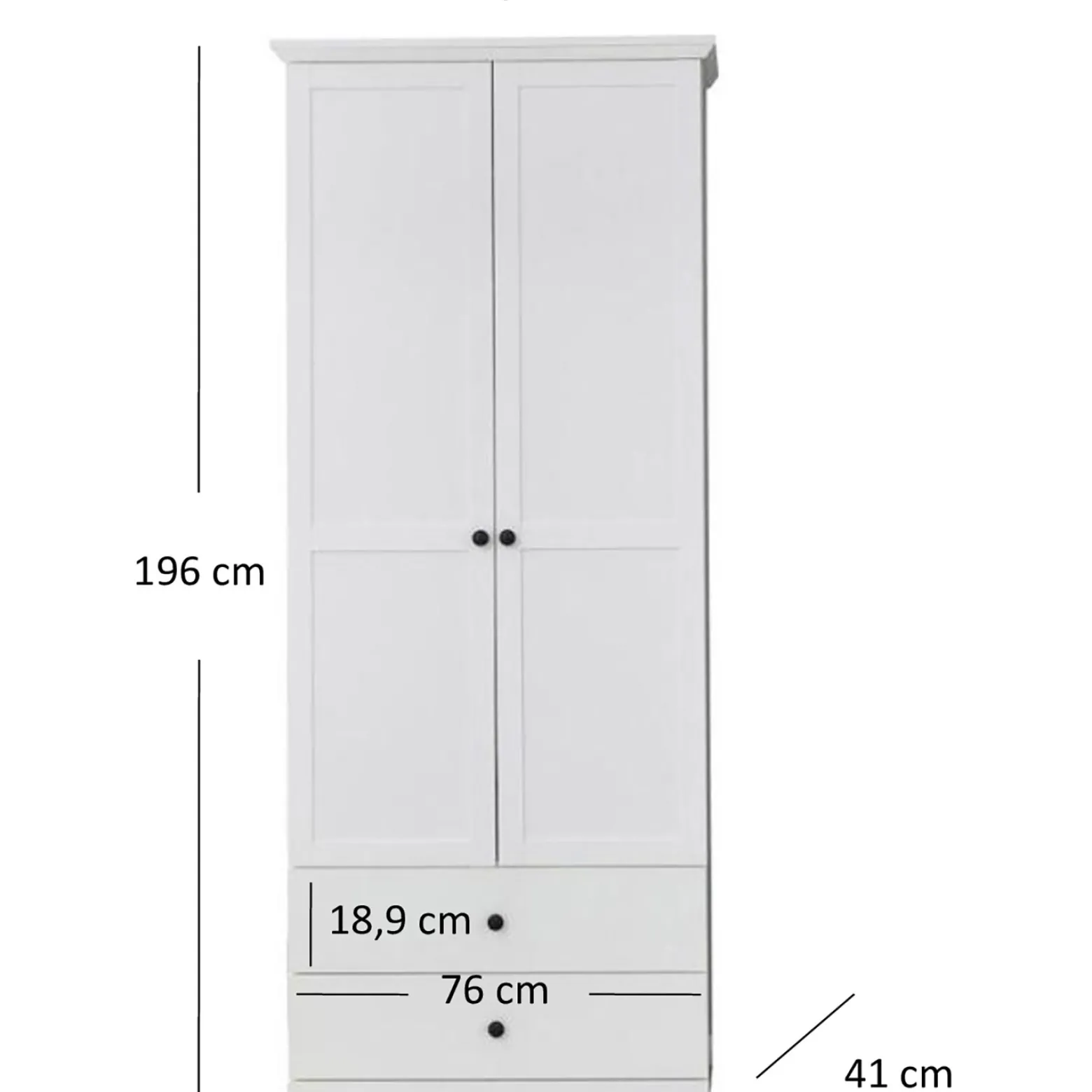 Szafa Dwudrzwiowa z Szufladami do Przedpokoju DIVE 81 cm Bia艂a Klasyczna