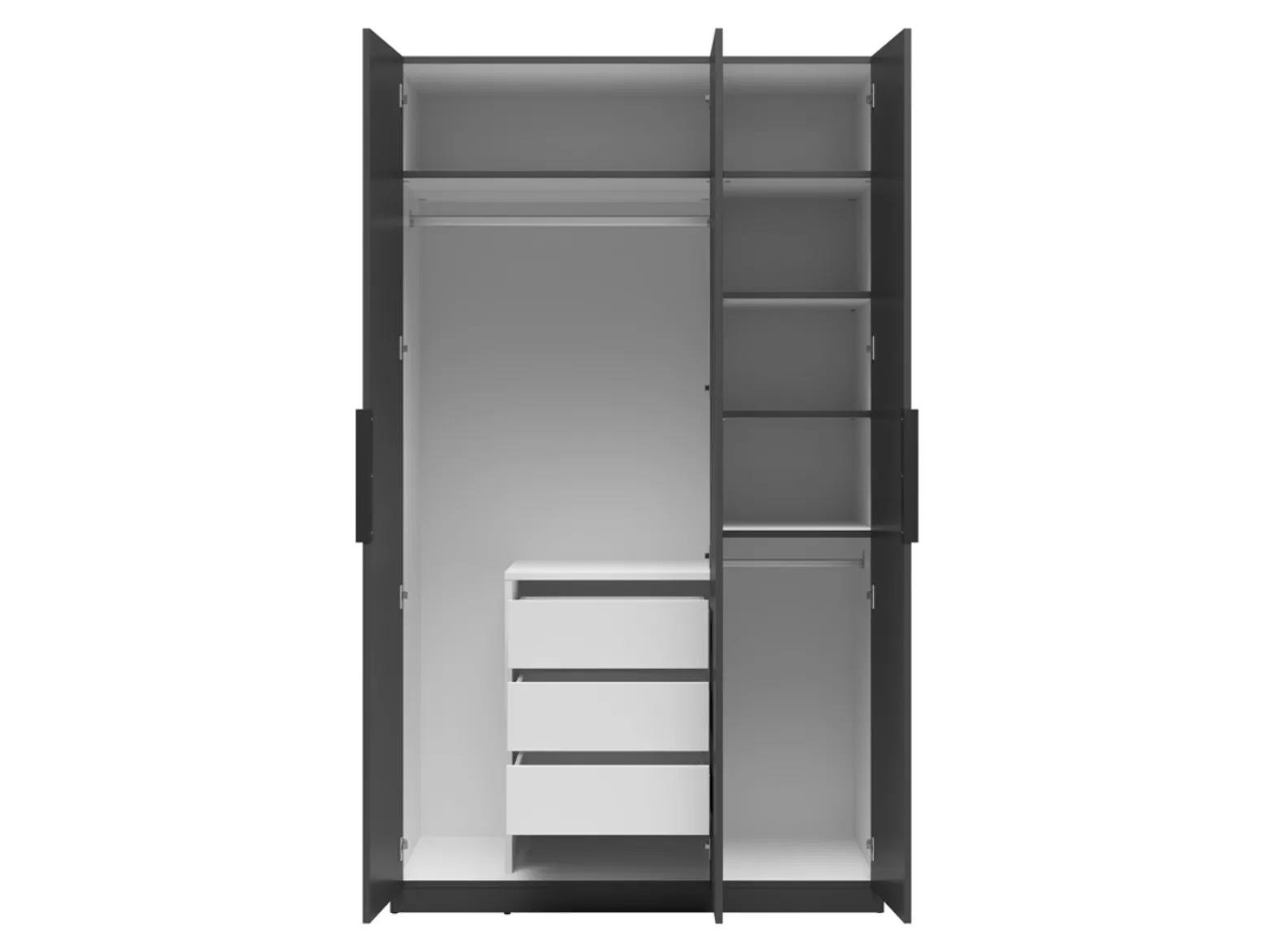 Szafa Elegant 120 cm z 3 drzwiami i 3 szufladami grafitowa
