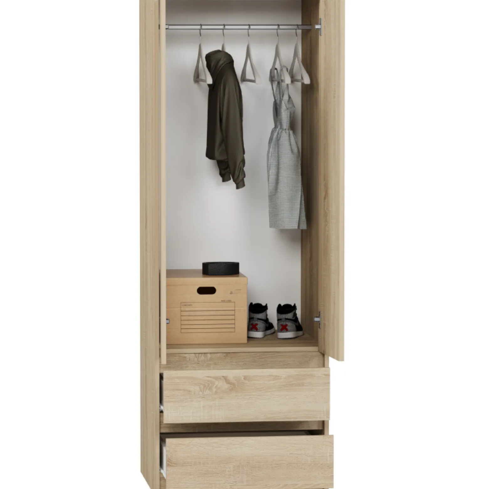 Szafa garderoba 63 cm 2 drzwi 2 szuflady FRAMIRE B-6 sonoma