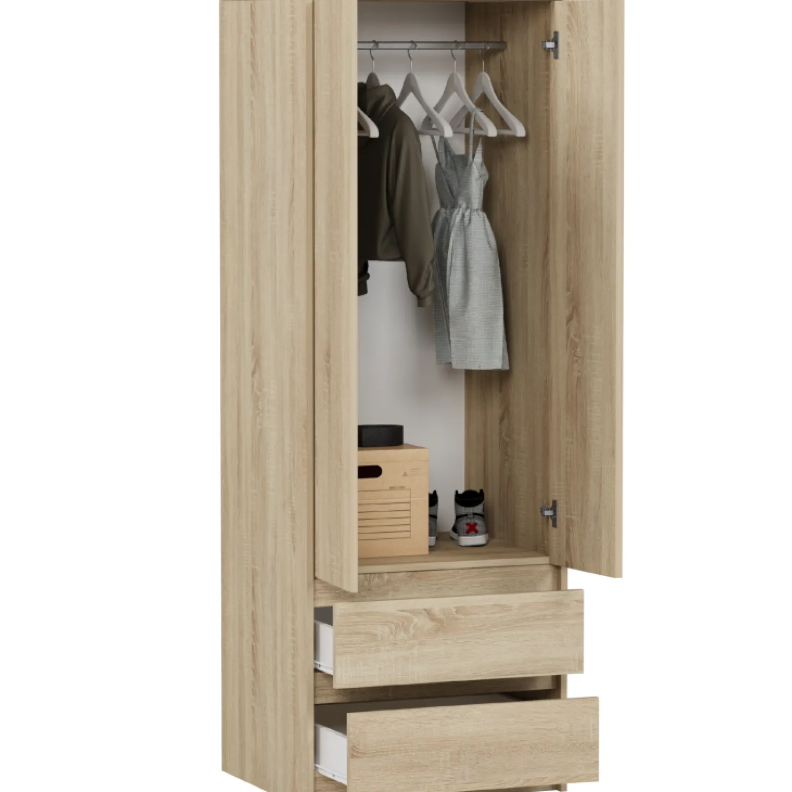 Szafa garderoba 63 cm 2 drzwi 2 szuflady FRAMIRE B-6 sonoma
