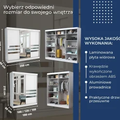 Szafa garderoba przesuwna BRENT 250 cm HENRY BIAŁY