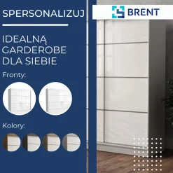 Szafa garderoba przesuwna BRENT 250 cm JULY POŁYSK SONOMA