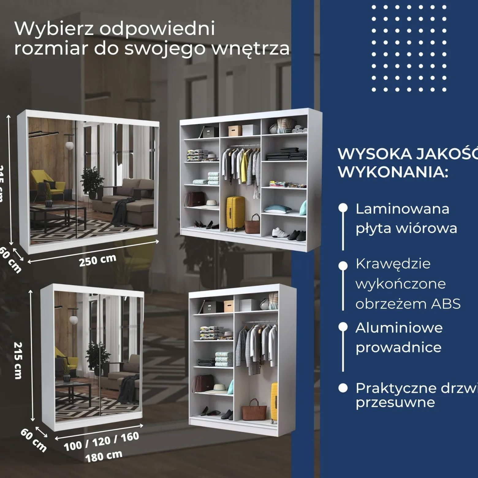 Szafa garderoba przesuwna BRENT 120 DAVE BIAŁY