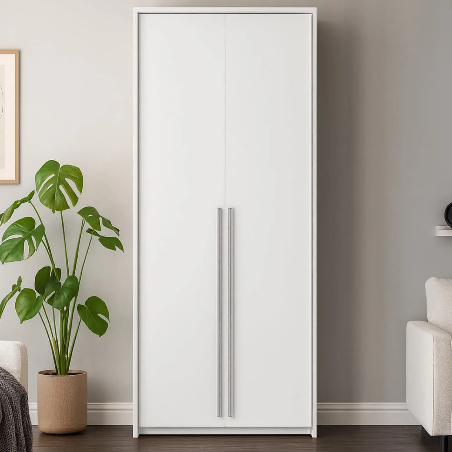 Szafa GIANA 105 cm 2-Drzwiowa Biała – Szafa z Drążkiem