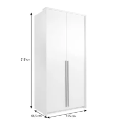Szafa GIANA 105 cm 2-Drzwiowa Biała – Szafa z Drążkiem