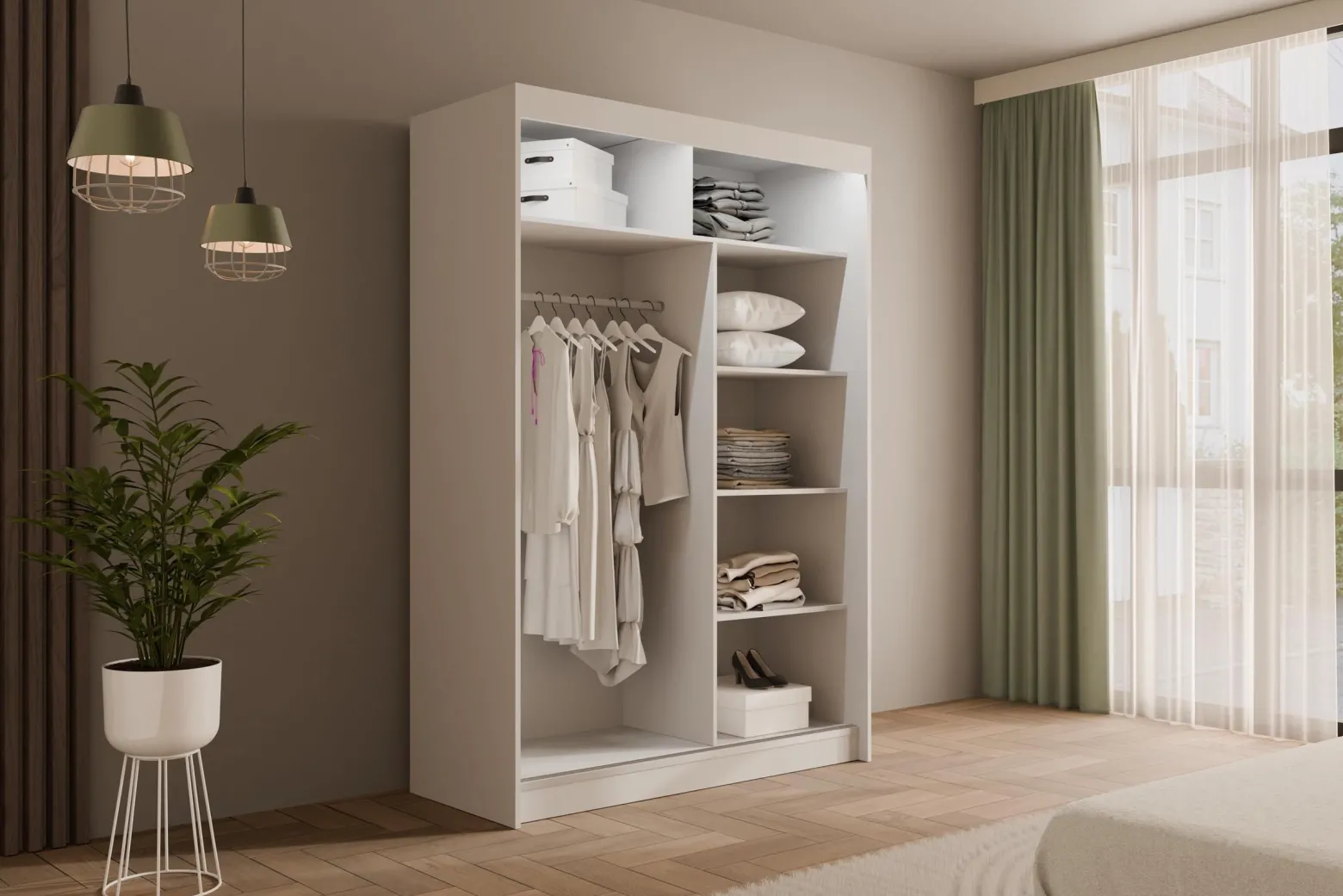 Szafa LED z drzwiami przesuwnymi i lamelami VILANv2 100 x 215 cm
