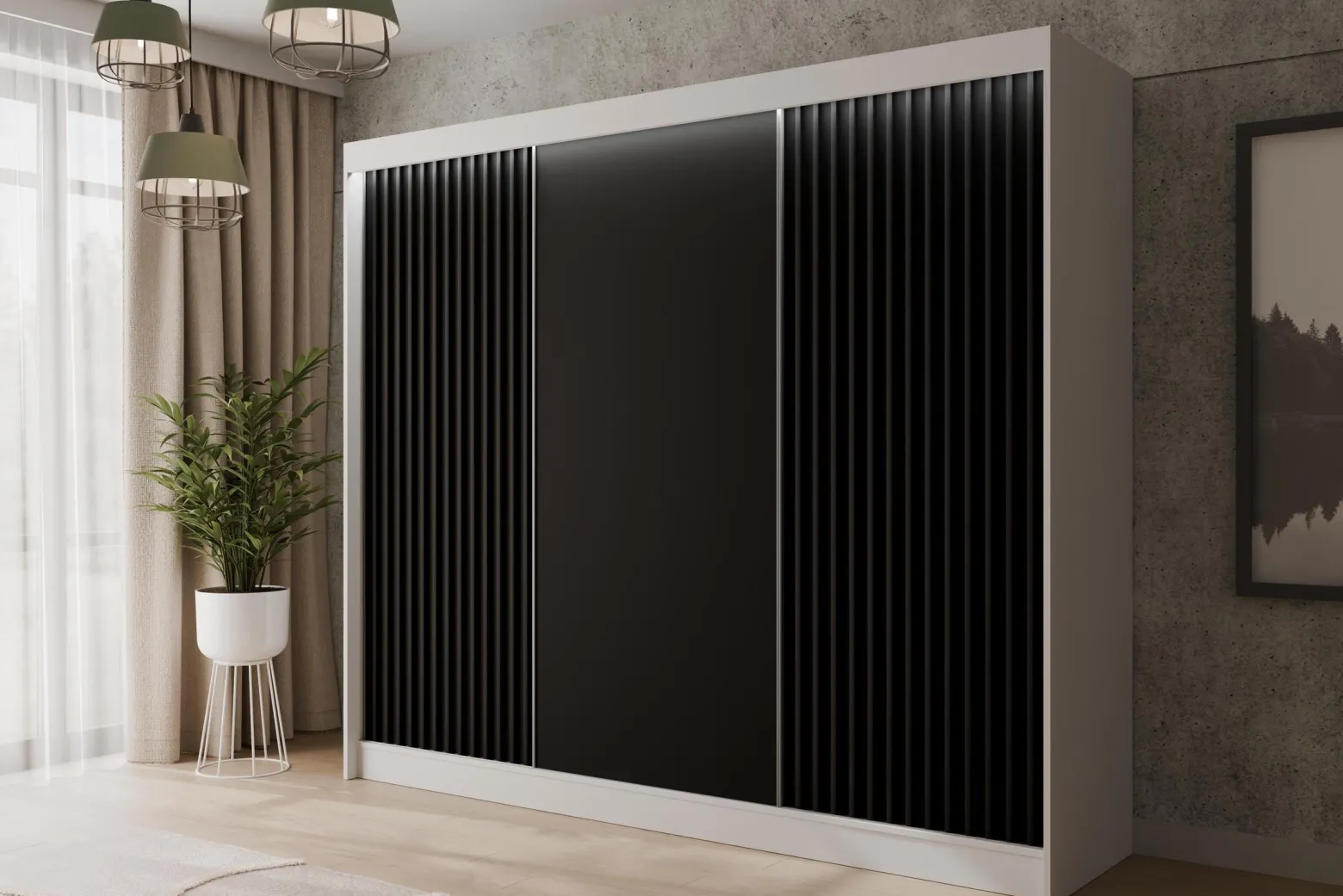 Szafa LED z drzwiami przesuwnymi i lamelami VILANv2 250 x 215 cm