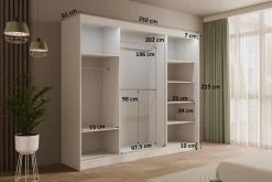 Szafa LED z drzwiami przesuwnymi i lamelami VILANv2 250 x 215 cm