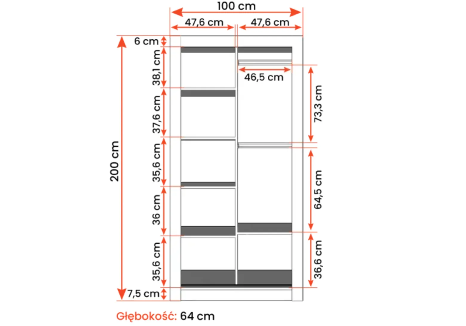 Szafa Milan 100 cm Szary mat/Szary mat