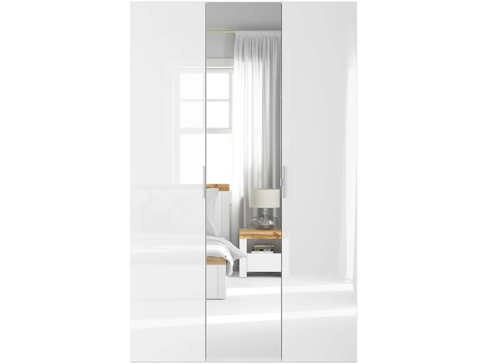 Szafa modułowa Flex 150 cm z drzwiami i lustrem biały połysk