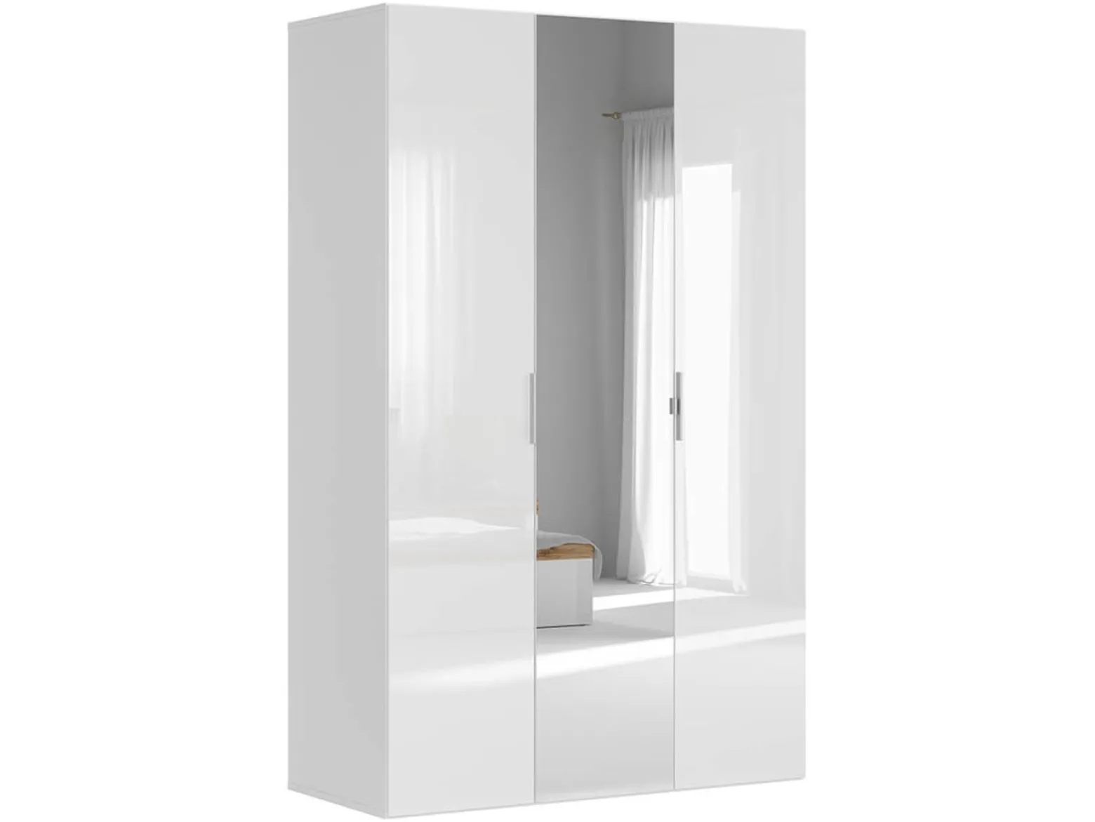 Szafa modułowa Flex 150 cm z drzwiami i lustrem biały połysk