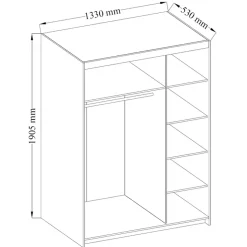 Szafa modułowa z lustrem 133 cm KUBA dąb sonoma