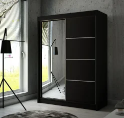 Szafa PAKO przesuwna z lustrem 150 cm - Czarna mat