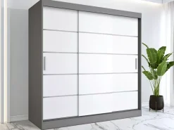 Szafa przesuwna antracyt + biały 200 cm - Marix