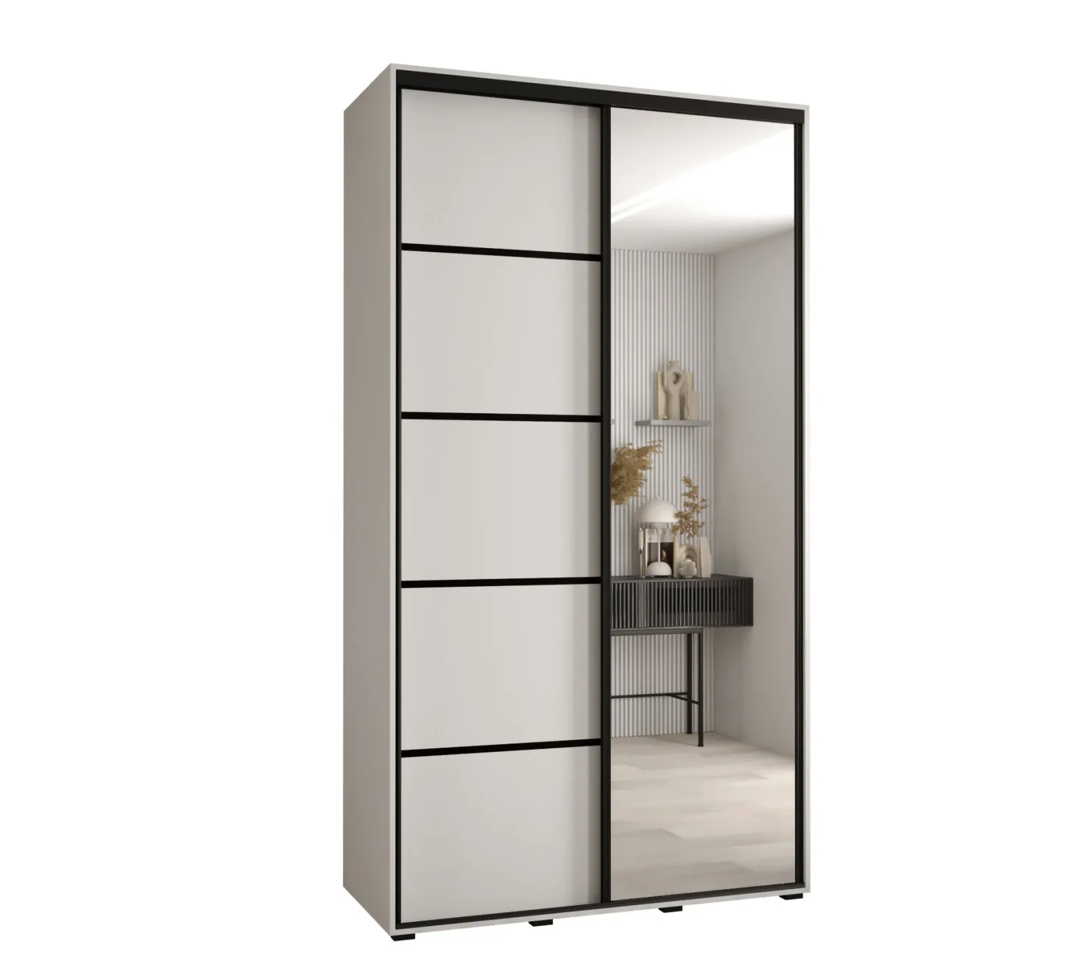 Szafa przesuwna 60 Cannes 5 130 biały+biały+czarny