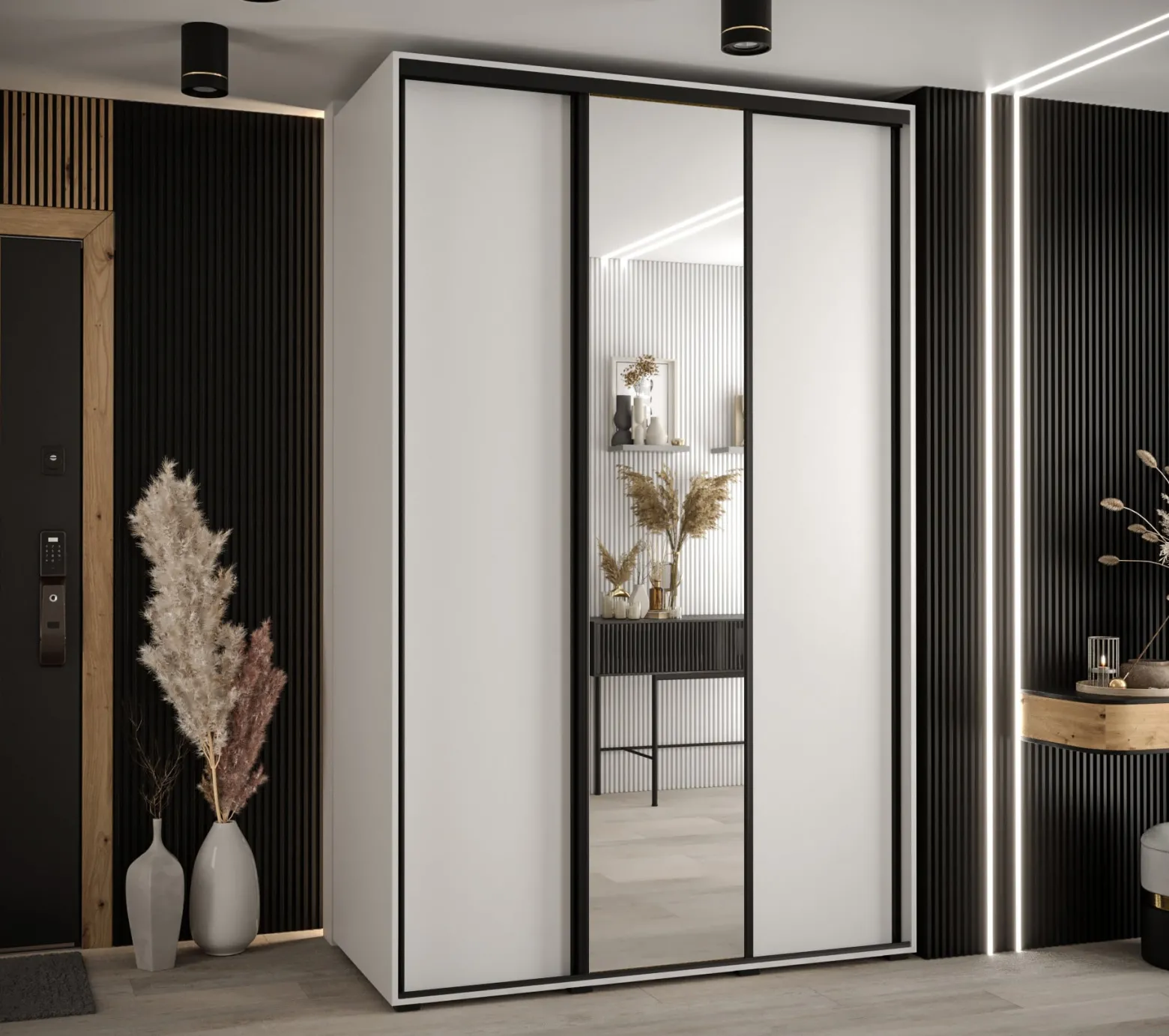Szafa przesuwna 60 Cannes 3 160 biały+biały+czarny