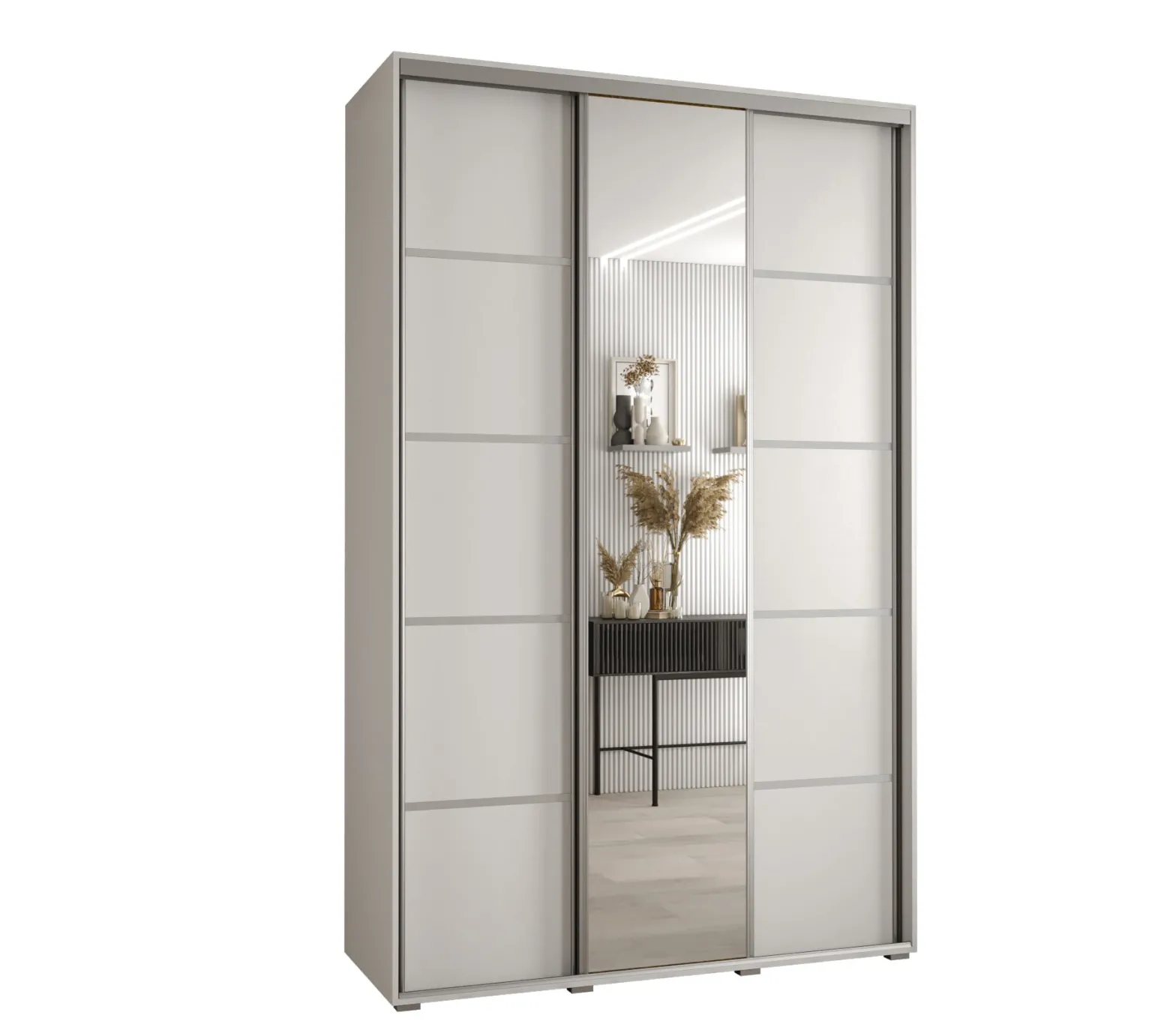 Szafa przesuwna 45 Cannes 5 160 biały+biały+srebrny