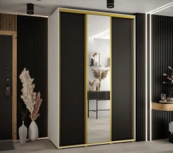 Szafa przesuwna 60 Cannes 3 160 biały+czarny+złoty