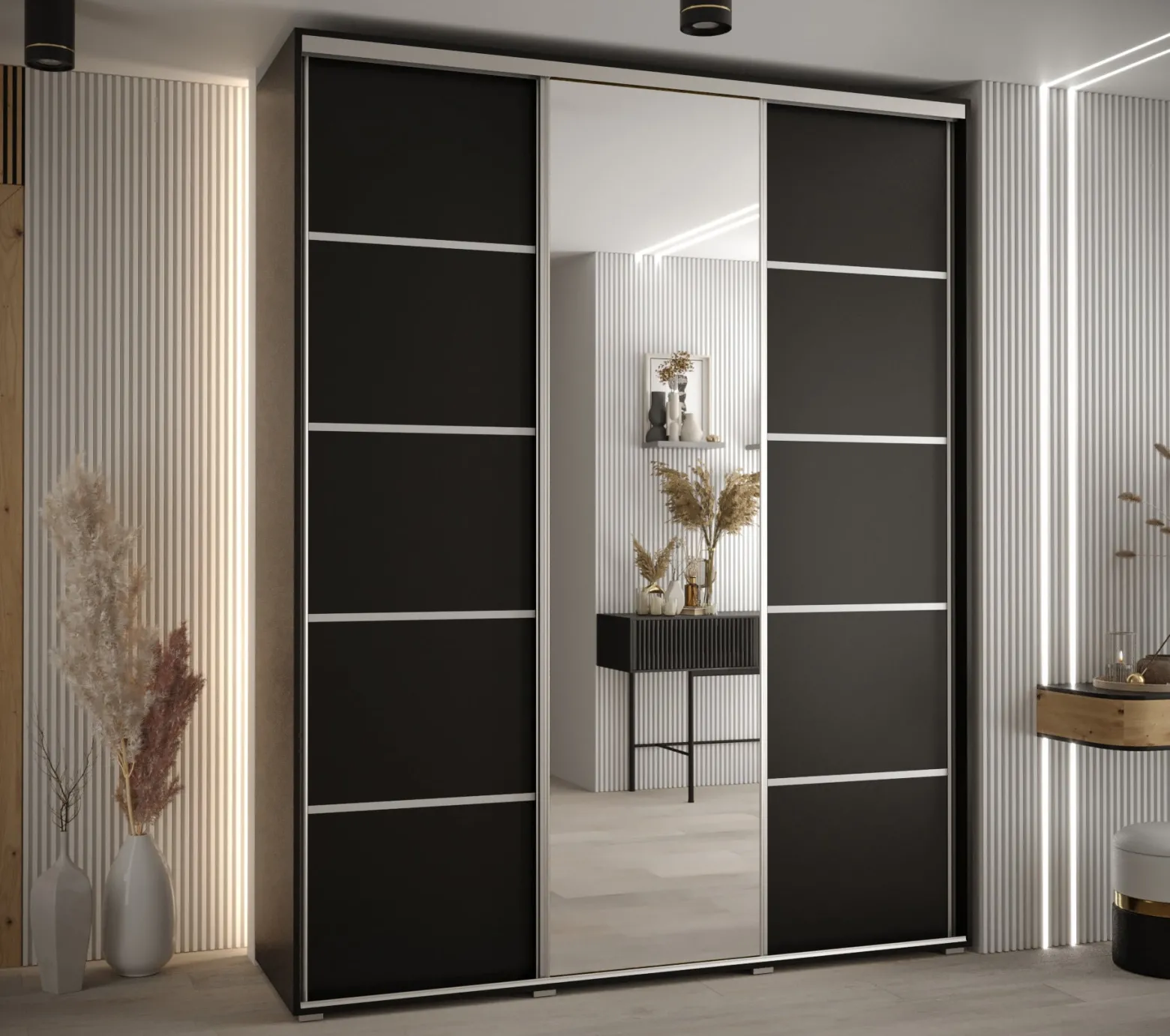 Szafa przesuwna 45 Cannes 5 190 czarny+czarny+srebrny
