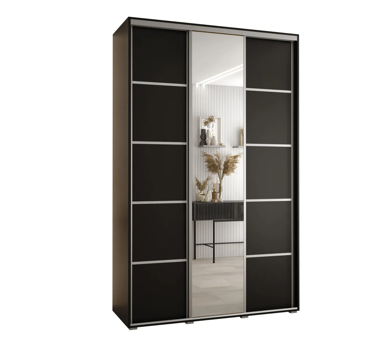 Szafa przesuwna 45 Cannes 5 150 czarny+czarny+srebrny