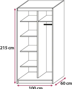 Szafa przesuwna 100 cm z drążkiem NASTE dąb sonoma