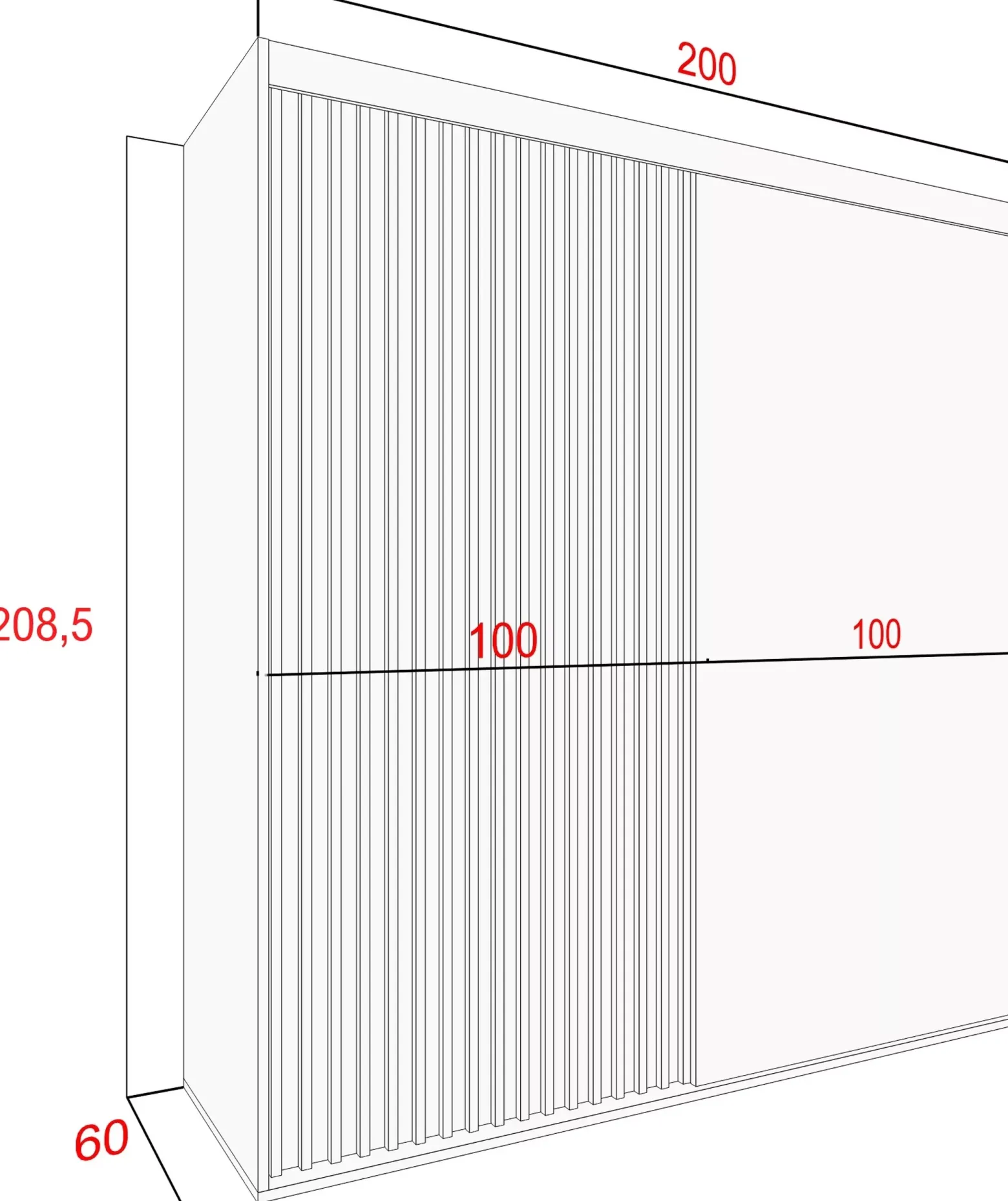 Szafa przesuwna 200 cm z lamelami NELGARI