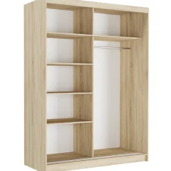 Szafa przesuwna 150 cm z lustrem szprosy FRAMIRE Rivano I biały sonoma