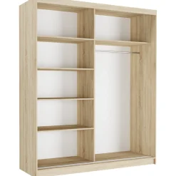 Szafa przesuwna 183 cm z lustrem szprosy FRAMIRE Luna I sonoma biały