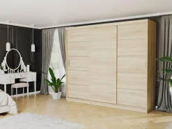Szafa przesuwna 250 cm z lustrem szprosy FRAMIRE Norvio II artisan biały