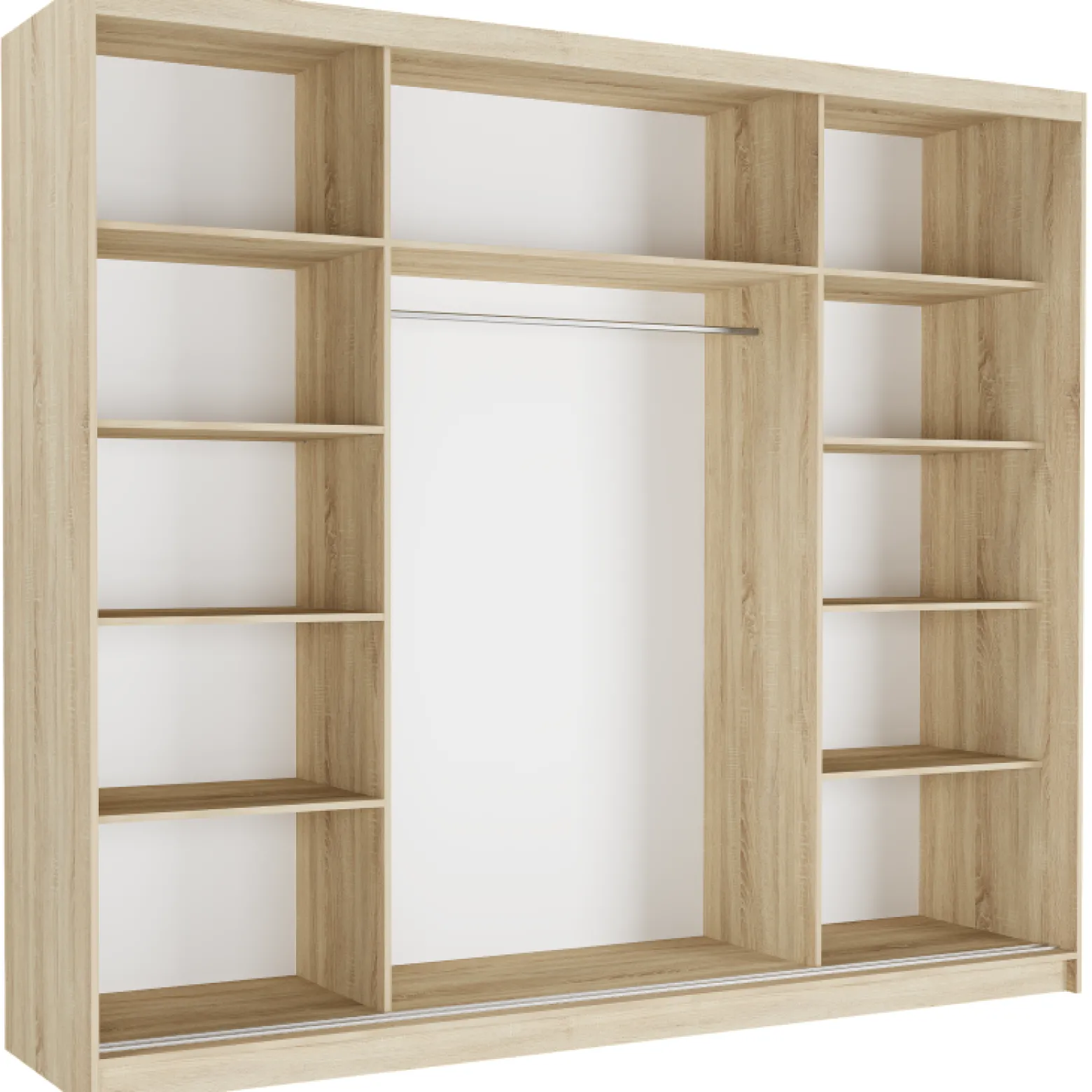 Szafa przesuwna 250 cm z lustrem szprosy FRAMIRE Norvio II artisan biały