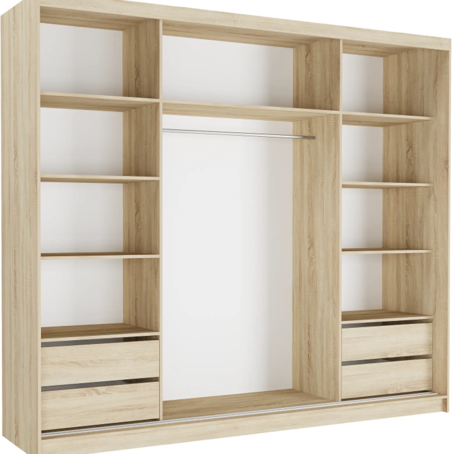 Szafa przesuwna 250 cm z lustrem szprosy FRAMIRE Norvio II artisan biały