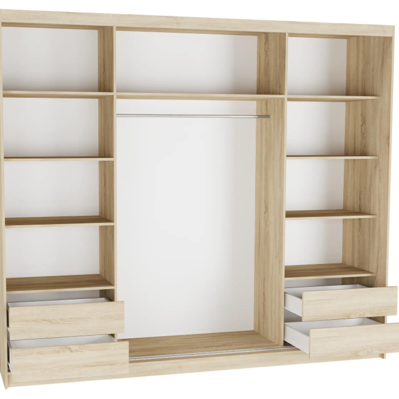 Szafa przesuwna 250 cm z lustrem szprosy FRAMIRE Norvio II artisan biały