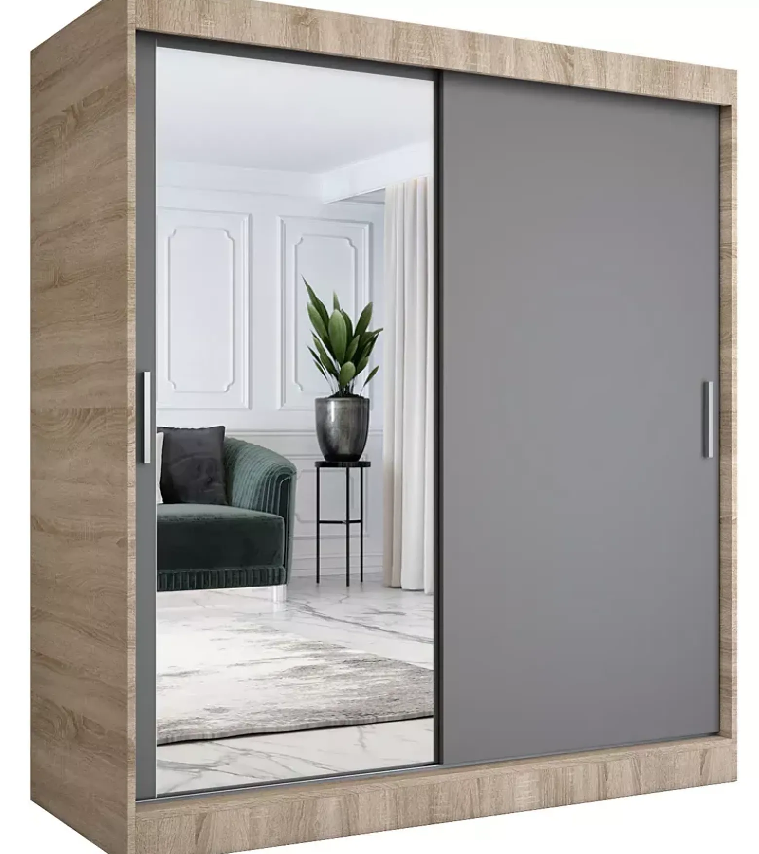 Szafa przesuwna dąb sonoma + antracyt 180 cm - Avtica