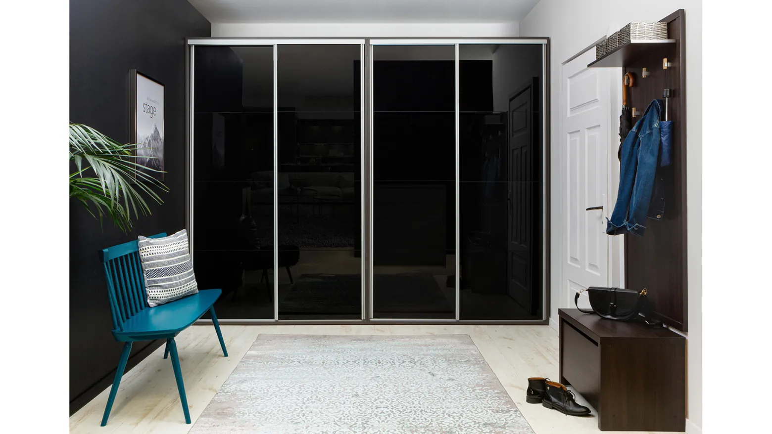 Szafa przesuwna Flex 120 cm grafit/czarny połysk
