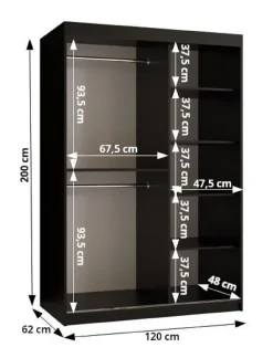 Szafa przesuwna Garderoba DOME 3 120 czarny