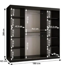 Szafa przesuwna Garderoba DOME 3 180 czarny