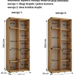 Szafa przesuwna Garderoba LANKO 2 110 gł. 45 biały/czarny