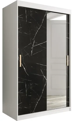 Szafa przesuwna Garderoba Marmur T2 120 biały + czarny