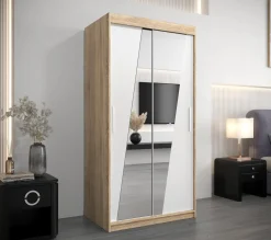 Szafa przesuwna Garderoba RHOMB 100 sonoma + biały