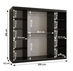 Szafa przesuwna Garderoba Riflo Wave 2 200 biały + biały