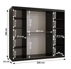 Szafa przesuwna Garderoba Riflo Wave 1 200 biały + biały