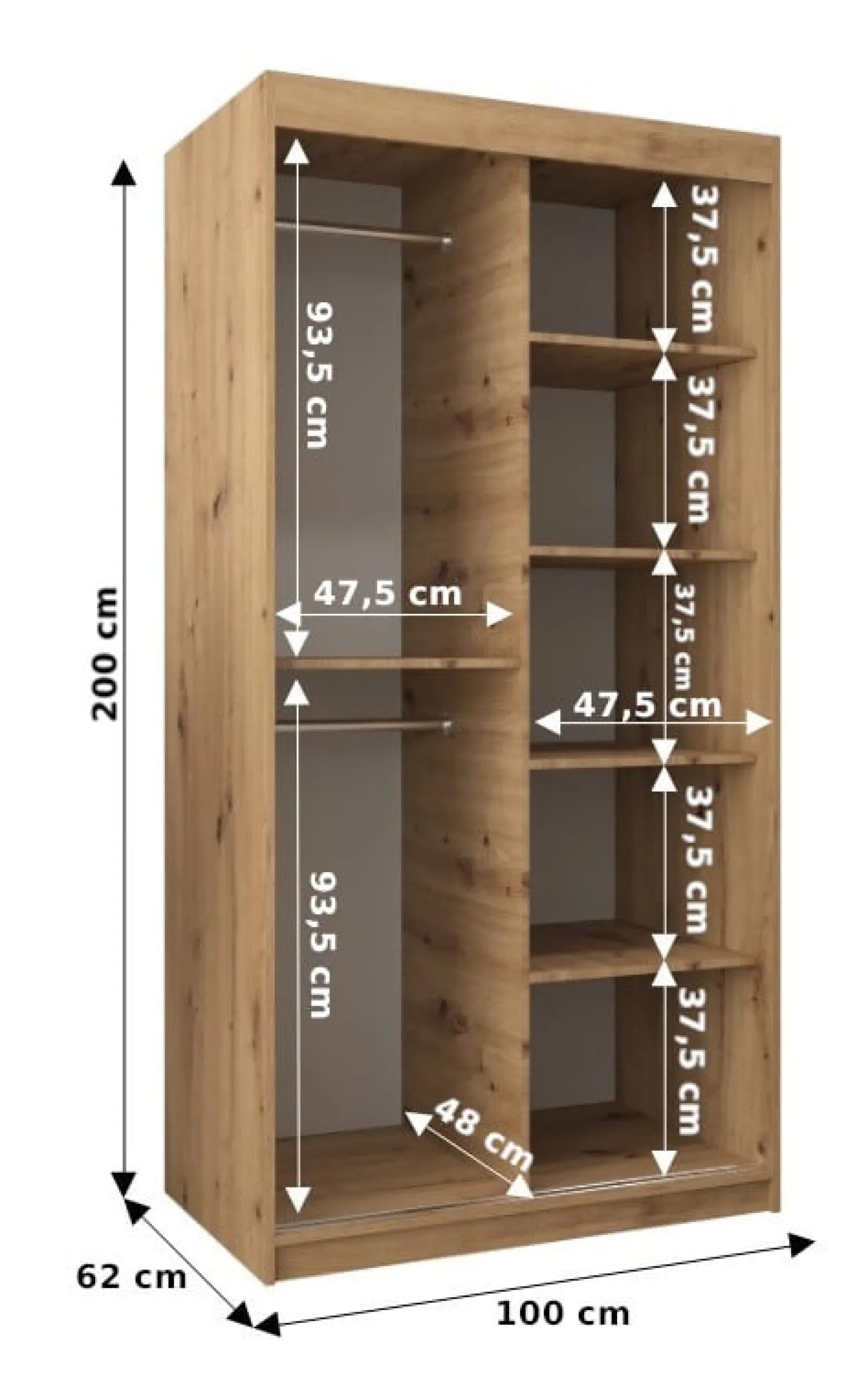 Szafa przesuwna Garderoba Tokyo 1 100 sonoma + czarny