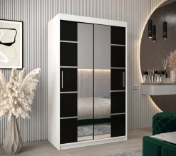 Szafa przesuwna Garderoba Verona 4 120 biały + czarny