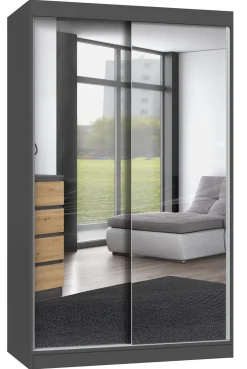 Szafa przesuwna Iga 120cm 2 lustra Antracyt/Dąb Artisan