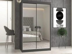Szafa przesuwna Iga 120cm 2 lustra Antracyt/Dąb Artisan